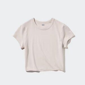 Uniqlo - EXTRA STRETCH AIRism CROPPED SHORT SLEEVE T-SHIRT - WHITE